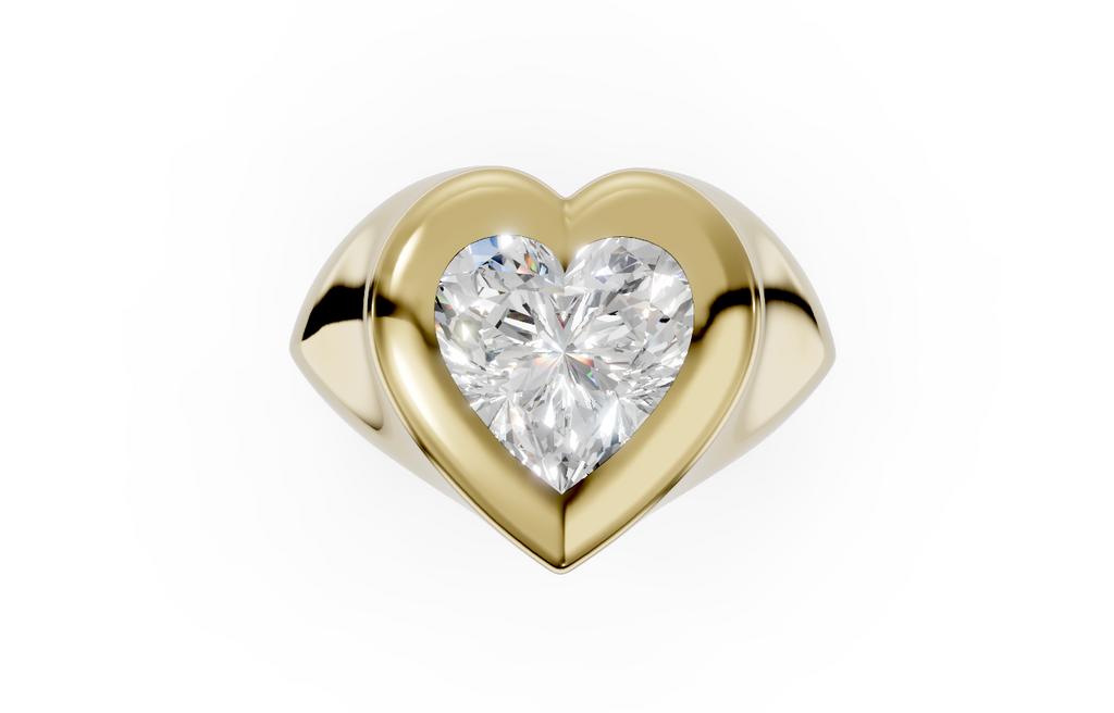 Touche Heart Signet Ring