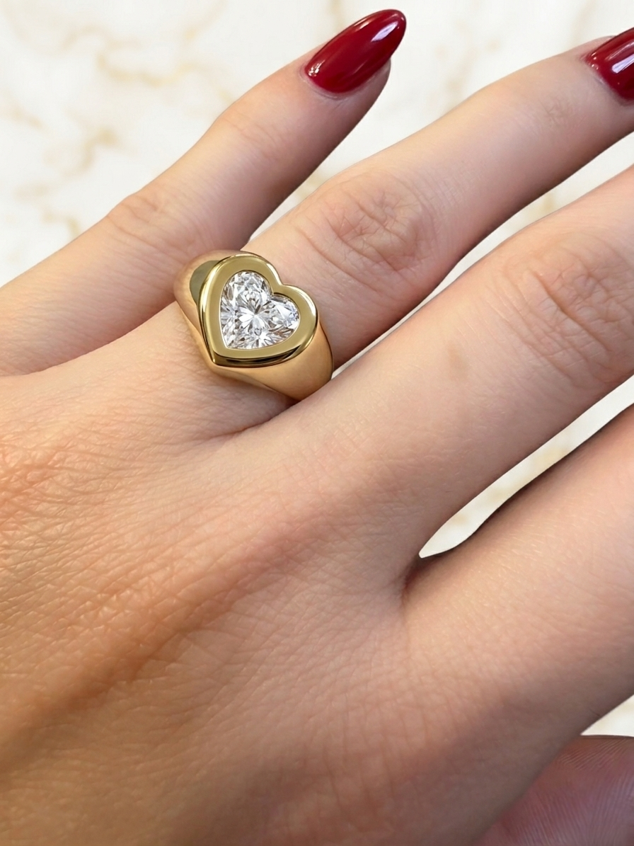 Touche Heart Signet Ring