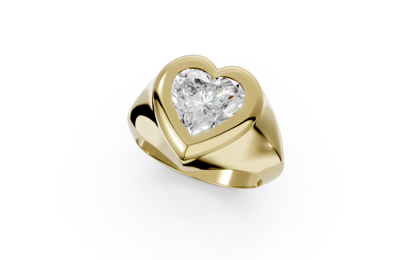 Touche Heart Signet Ring