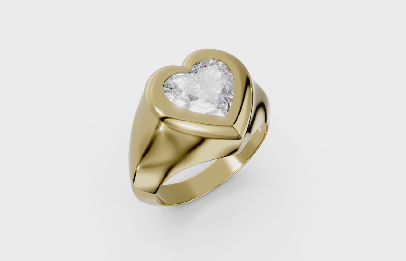 Touche Heart Signet Ring